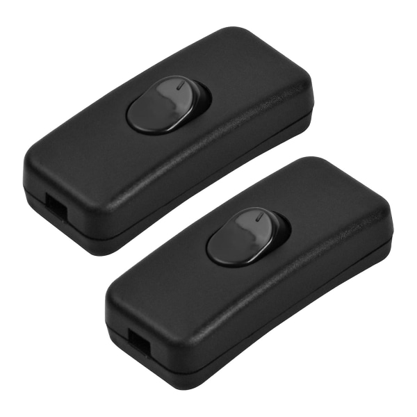 2-pack 2A enkelpolig strömbrytare, 2A 250V sladdströmbrytare lampströmbrytare vippströmbrytare, inline sladdströmbrytare för små apparater eller lampor (svart)  (FMY)