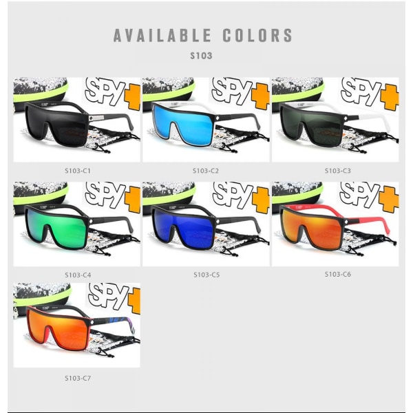 Trendiga märkesglasögon med stor båge, polariserade solglasögon, färgglada äkta film utomhussportglasögon S103 S174 (FMY)