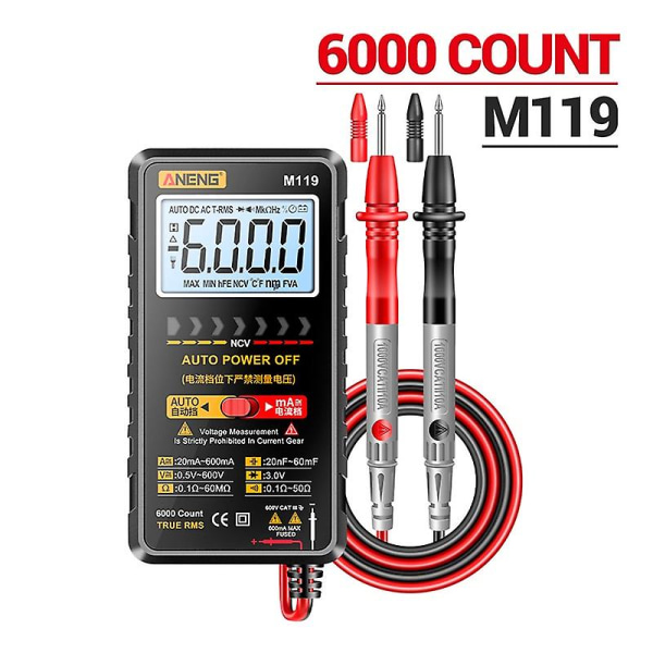 Digitaalinen yleismittari 6000 Count Universal Sähköinen testaaja Multitesteri AC/DC Voltmeter Ammeter (FMY)