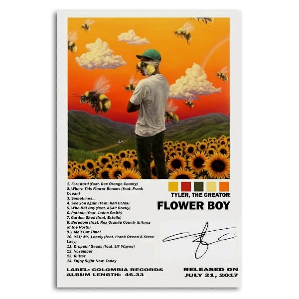 Flower Boy Tyler, the Creator Album Cover Poster Canvas Poster Værelse Sports Landskab Kontor Rum Perfekt til enhver Rum Dekoration Gave  P  (FMY) No Frame 60x90cm(24x36in)