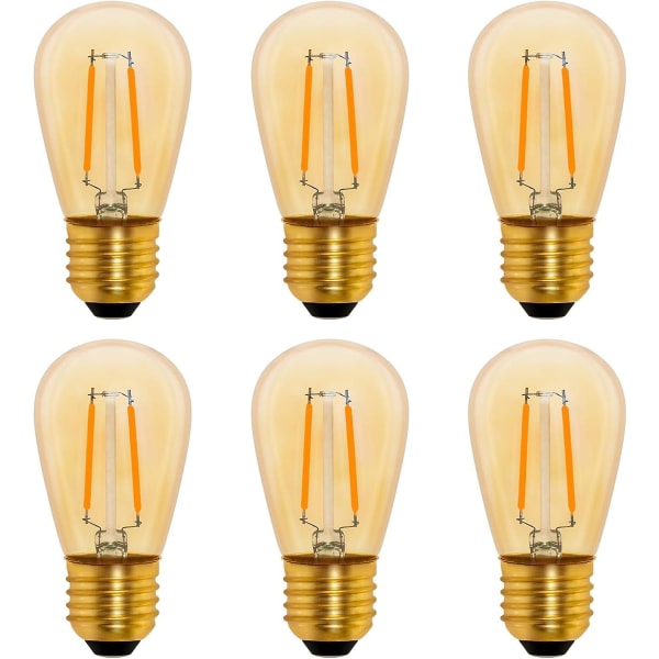 S14 Vintage Led Glödlampa E27, 1w Amber Edison Replacement 10w Glödlampa, Ej dimbar, Varmvit 2200k, Ac 220v, Pack Of 6 (FMY)