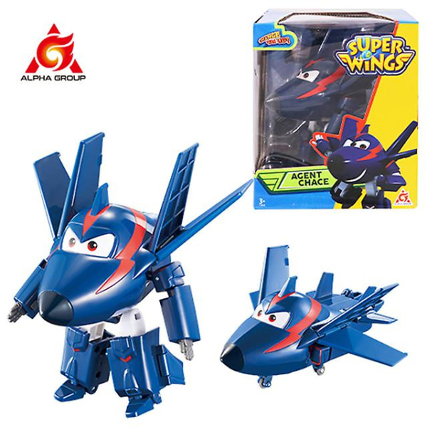 Super Wings 5 ​​tuumaa Transforming- Shine 2 Modes Transforming Kopterista Roskakoriin Toimintahahmot Lasten lelut Syntymäpäivälahja (FMY) Agent Chace