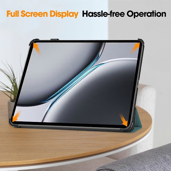 Skyddande Läderfodral med Stativ för OnePlus Pad 2 (FMY) Blackish Green