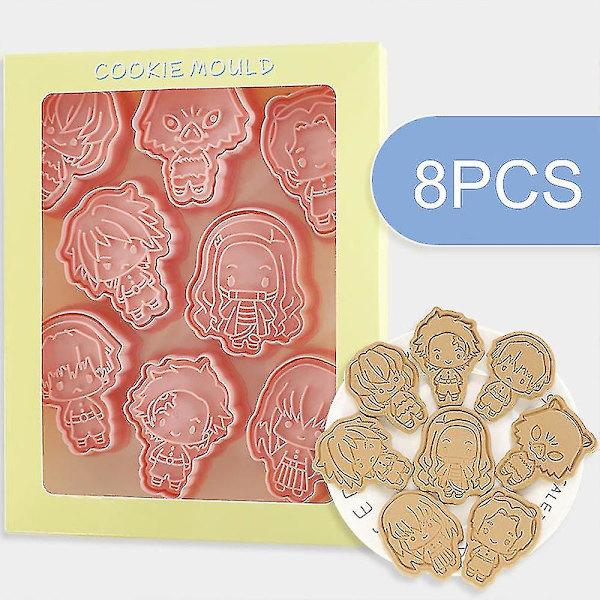 8 stk. Cartoon Demon Slayer Biscuits Cutter Moulds Set Cookies Molds Anime Bageværktøj  (FMY)