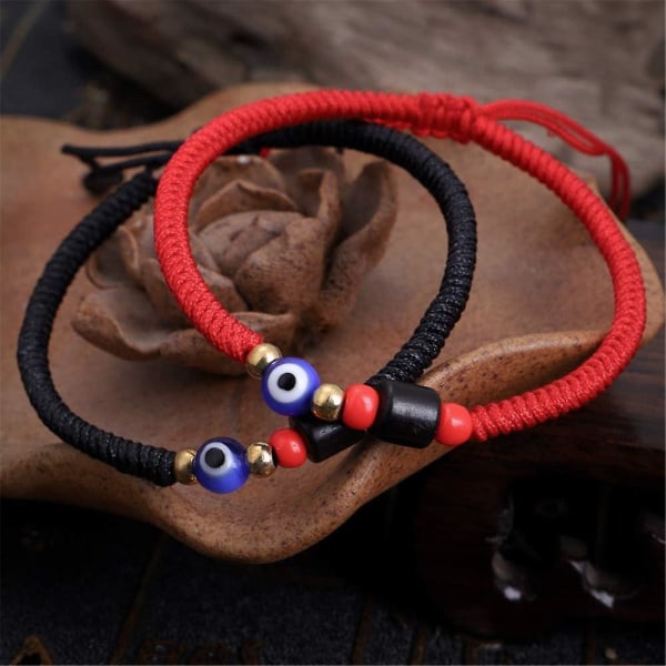 Heytea Rød/svart Ondt Øye Armbånd For Kvinner Menn Tenåringsjenter Gutter Håndvevd Tibetansk Buddhistisk Armbånd For Beskyttelse Og Lykke (FMY)