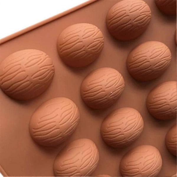 20 Hål Valnötsformade Kak- och Chokladformar i Silikon, Puddingform, Hushålls-DIY Bakverktyg, Kakor, Fondant, Choklad, Godisform (FMY)