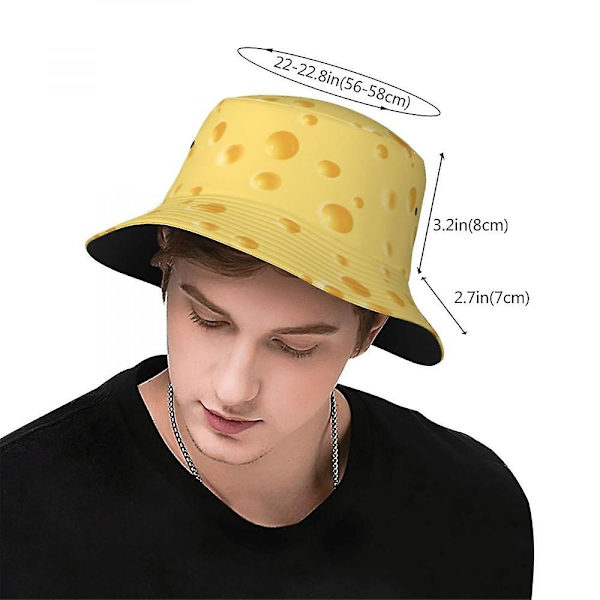 Keltainen Juustokuvioinen Bucket Hat Naisille Miehille Aurinkolakit Ranta Kalastuslippis Unisex Matkailu Ulkoilukorkit RBC  (FMY)