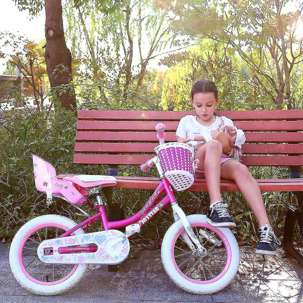 Unik docka cykelstol med klistermärken DIY dekal flickor barn cykel dekorationer (FMY) Pink