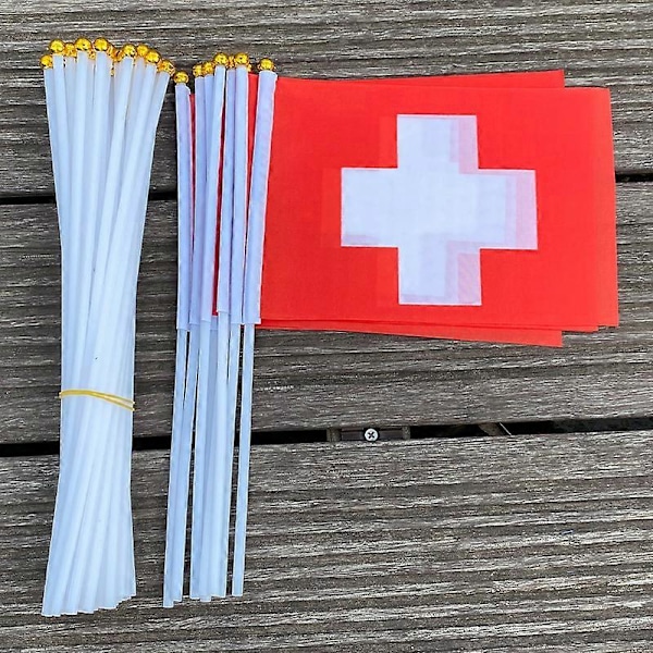 xvggdg 100 st 14 * 21 cm Schweiz Handviftande Nationalflagga Schweizisk handflagga (FMY) Red 14  by  21cm