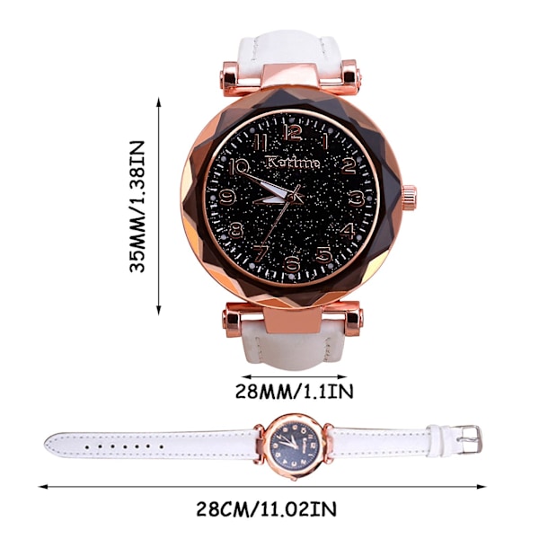 Dam Casual Mode Quartz Klocka Himmelskt Blinkande Urtavla Läderarmbandsur (FMY) Brown