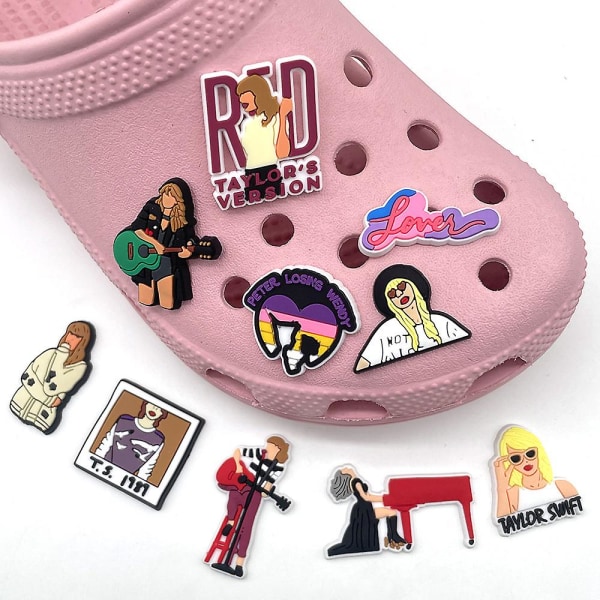 10 st Taylor Swift-inspirerade skoprydnader, DIY Croc-prydnader, skodekoration för fans, Swiftie julklapp  (FMY)