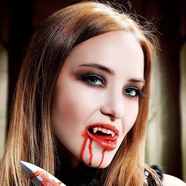 6 Paria Vampyyrihammastetta - Realistiset Vampyyrihampaat Cosplaylle, Halloween-Pukukostimelle, Kauhupuolueen Koristeelle ja Pelottavalle Tarvikkeelle (FMY) 6 Pairs