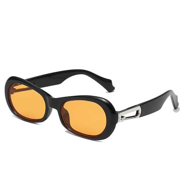 Små rektangulære solbriller Kvinder retrobriller Vintage Square Eyewear Solbriller med bred stel -sort og orange (FMY)