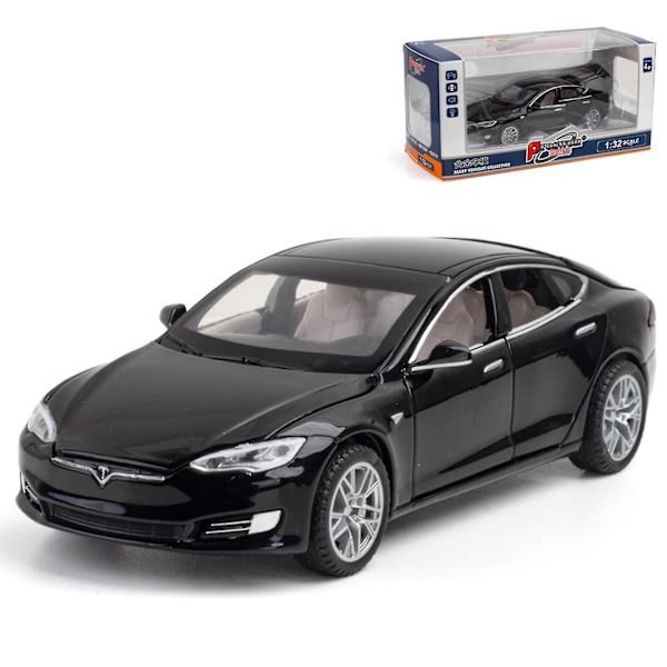 Tesla Model S Leikkiauto Valoilla ja Avattavilla Ovilla, Musiikkisimuulaatio (FMY) Black