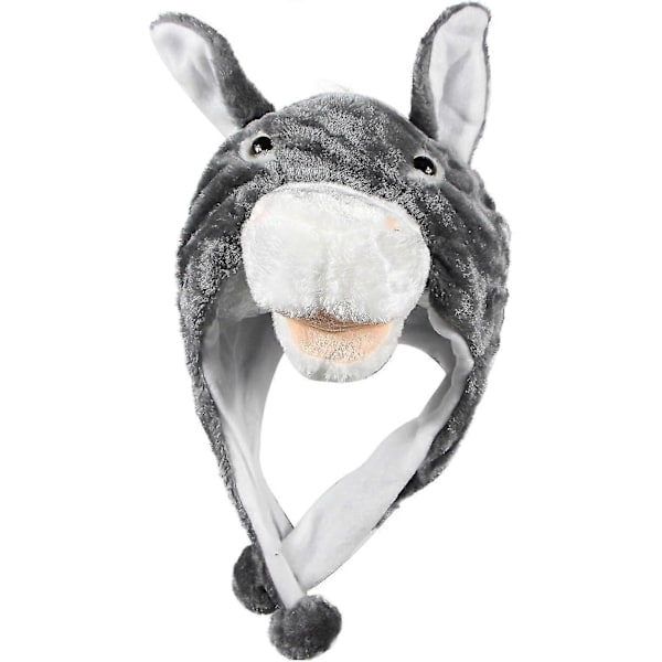 Plush Sjove Dyrehatte En Størrelse Kasket Polyester Med Fleeceforing God Premium (FMY) Donkey Small-Large