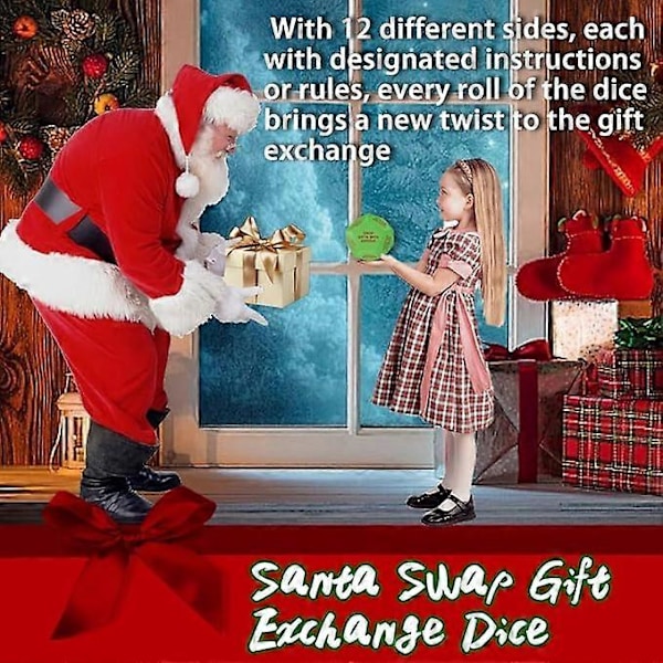 Santa Swap Presentbytespel Tärningar, 2025 Ny - Bytespel Tärningar, Julparty Presentbytespel Tärningar, 12 Olika Sidor - 3*3*3 tum silikon  (FMY) 3pcs