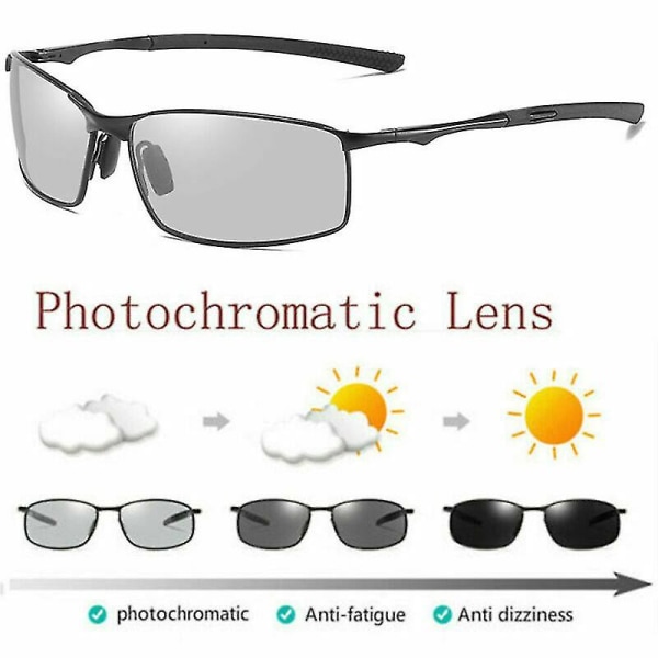 Photochromic Polarized Solbriller Uv400 Pilot Sport Driving Eyewear for menn (FMY)