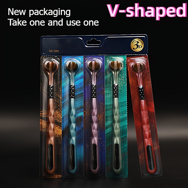 5-pakkauksen pehmeäharjainen hammasharja kolmella sivulla syväpuhdistukseen hampaille ja ikenille, kieliraapimella, polypropeeniharjakset, aikuisille 18+ (FMY) 5 pcs toothbrush