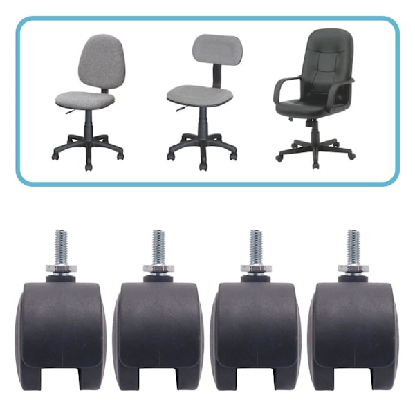 6 mm gängad stång 40 mm dubbla hjul roterbar caster svart (FMY) black