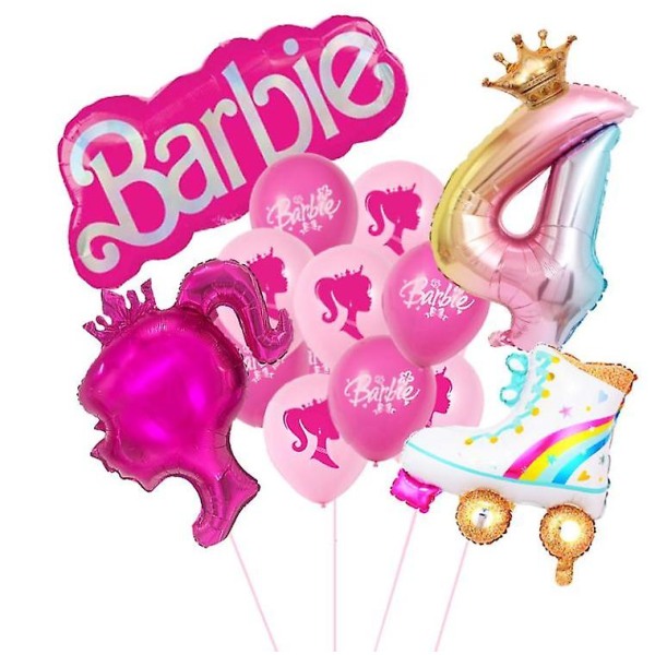 Ny DIY Kawaii Barbie Ballong Barn Flickor Pojkar 0-9 år Födelsedagsfest Tema Dekoration Barn Baby Aluminium Film Ballonger Leksak (FMY) xie-4