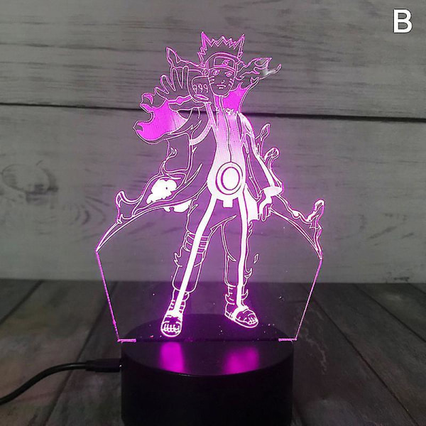 3D-natlys Naruto Team Uzumaki Naruto Sasuke Sakura Figure Led Night Lamp (FMY) Multi-color E