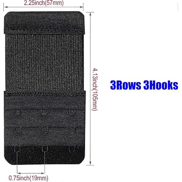 Rintaliivinsulkimet 3 Koukulla, Joustava Pehmeä Ja Mukava Rintaliivin Hihnansulkimet (FMY) Black-6 Pcs Pack