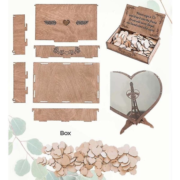 Bryllupsgæstebog Clearing Hjerteform 3d Træ Drop Box Gæstebog Boxs Dcor  (FMY) 80 hearts