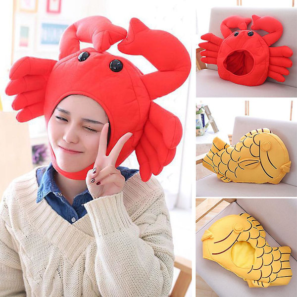 Sinknap Lovely Taiyaki Krabbaformad Bomullsöronskyddad Beaniehatt Kostymfester Tillbehör (FMY) Crab