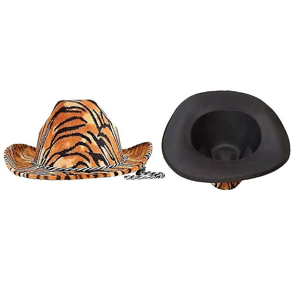 Cowboy-hattu Kesäaurinkohattu Western Cowgirl Hat eläinpainatuksella Aikuisten koko Rave Cow Girl Hat miehille  (FMY) Zebra hat