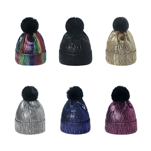 56-58cm Herre Dame Vinterhue Med Faux Pels Pom Pom Hue Termisk Tyk Varm Vinter Beanie Hue (FMY) Multicolor
