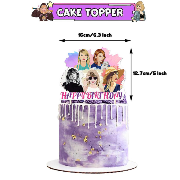 Taylor Swift -aiheisia syntymäpäiväjuhlien koristeita, joihin kuuluu banneri, ilmapallot ja kakunkoristeet (FMY)