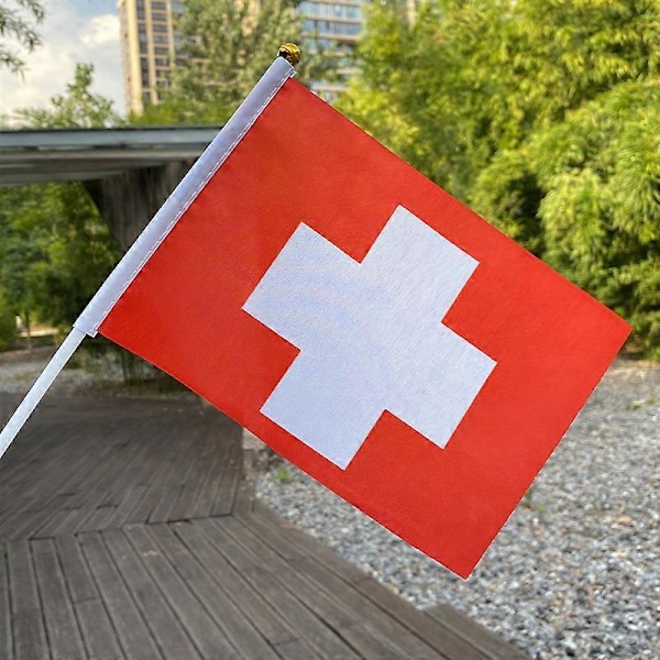 xvggdg 100 st 14 * 21 cm Schweiz Handviftande Nationalflagga Schweizisk handflagga (FMY) Red 14  by  21cm