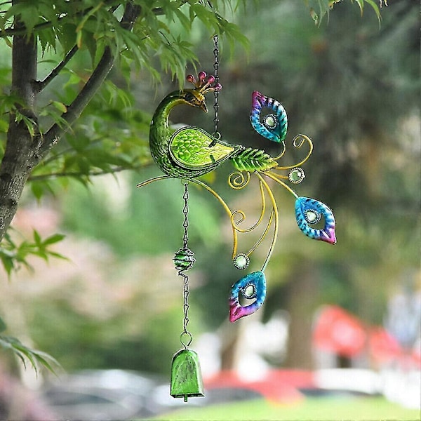 Vindklokker Metal Fenix Fugl Ornament Fugl Have Hængende Klokker Udendørs Gave (FMY) Green