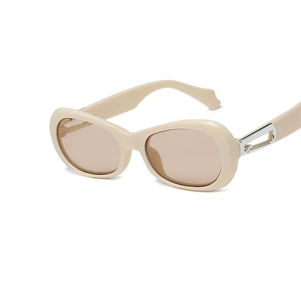 Små rektangulære solbriller kvinner retro briller Vintage Square Eyewear Solbriller med bred innfatning -hvit (FMY)