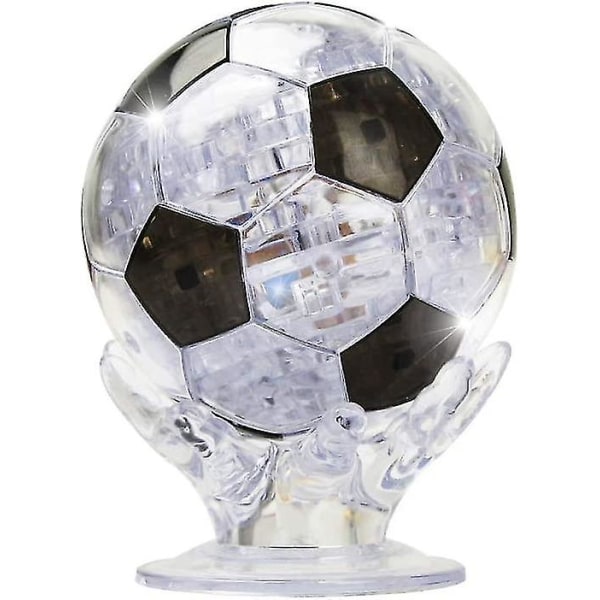 3D-kristallpussel för barn, fotbollspusselbollsljus för vuxna svart och transparent - 77 bitar - Snngv (FMY)