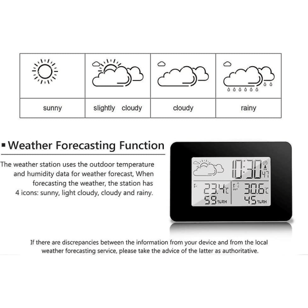 Trådløs vejrstation Digital vejrstation Indendørs og udendørs vejrstation Forecast Thermom (FMY)