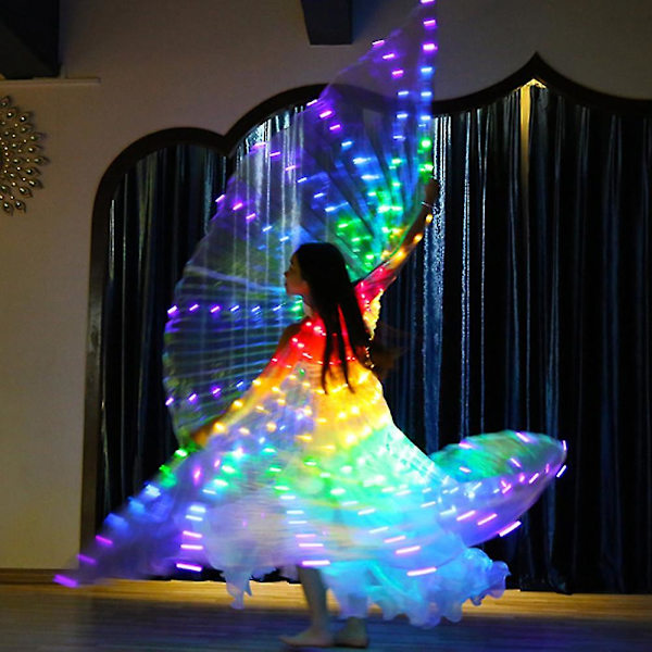 Mode LED-vingar för kostym, egyptisk magdans, scenföreställning, festkläder, rave, LED-upplysta vingar - 145 cm (FMY) Red