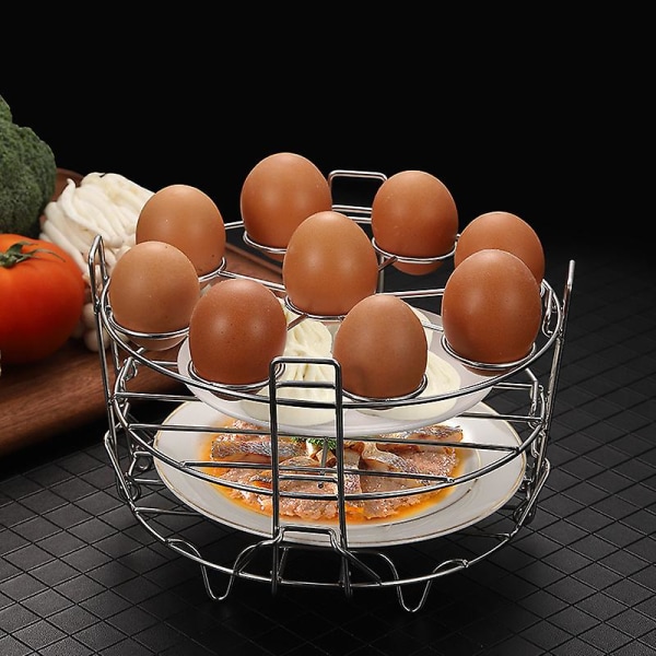 Dampstativ med håndtag 3-lags rustfrit stål stablet æg Dampholder Køkken Gadget (FMY)