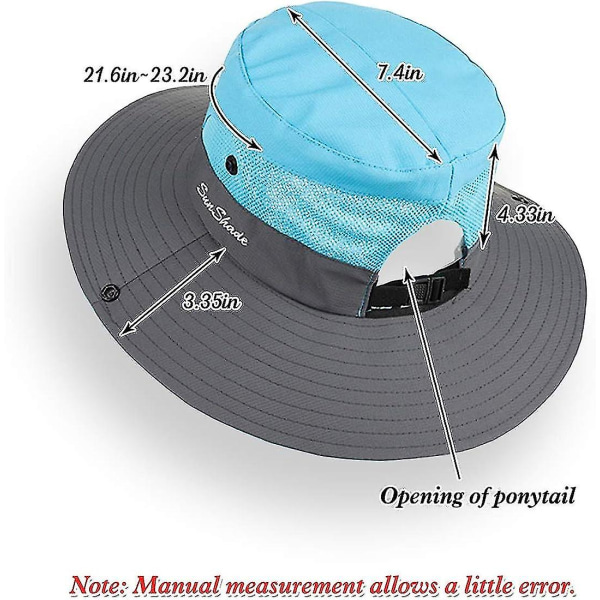 Kvinners Solhatt Sommer Bøttehatt UV-beskyttelse Foldbar Mesh Bredbrem Hatter For Strand Utendørs Fiske Reise Fotturer  (FMY) Blue