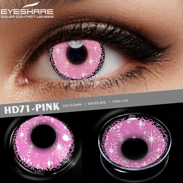 Cosplay farvekontaktlinser til øjne Lilla linser Pink linsemakeup Skønhedskontaktlinser Øjenkosmetikfarve linseøjne (FMY) HD71-PINK