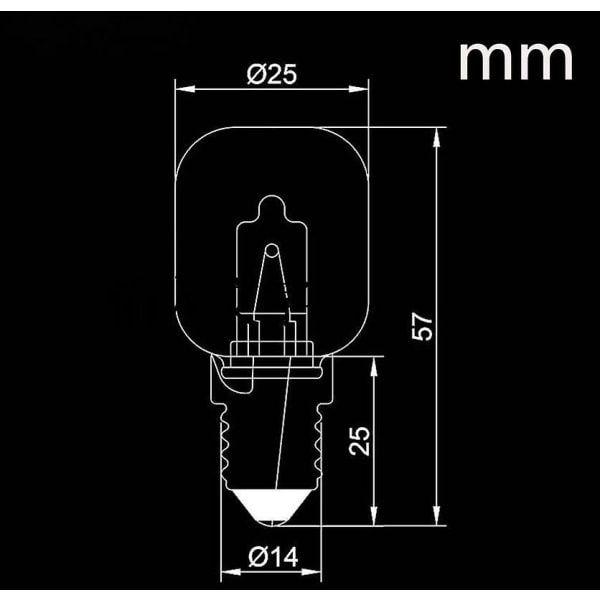 3 st E14 Högtemperaturlampa 500 Grader 25w Halogen Bubbla Ugnslampa, 25*57mm (FMY)