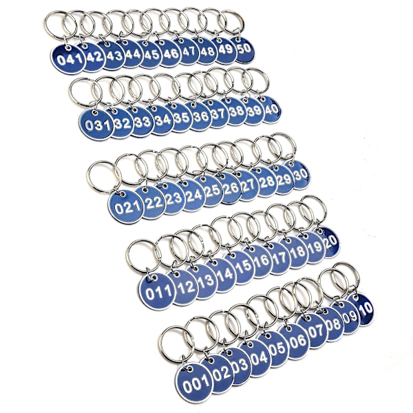 Nøkkelring med tall 1-100, nummererte merkelapper, skap, treningsstudio, nøkkelringer, gravert tall med nøkkelringer, nøkkelring i aluminium, nummererte merkelapper (FMY) 1 to 50