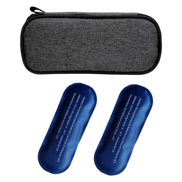 Medicinsk väska, mini-isolerad förpackning med 2 små ispåse, med handtag, bekvämt hålla kyla Bärväska kylpåse, (FMY) grey 21cmx10cmx5cm