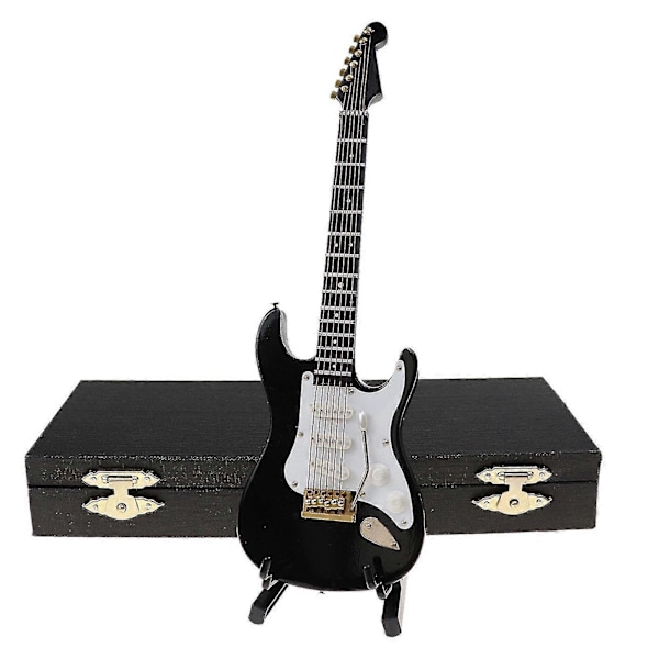 Ornamental Miniatyr Replika Gitarrer Mini Klassisk Gitarr/elgitarr Modell Julgransprydnad (FMY) Black Electric Guitar