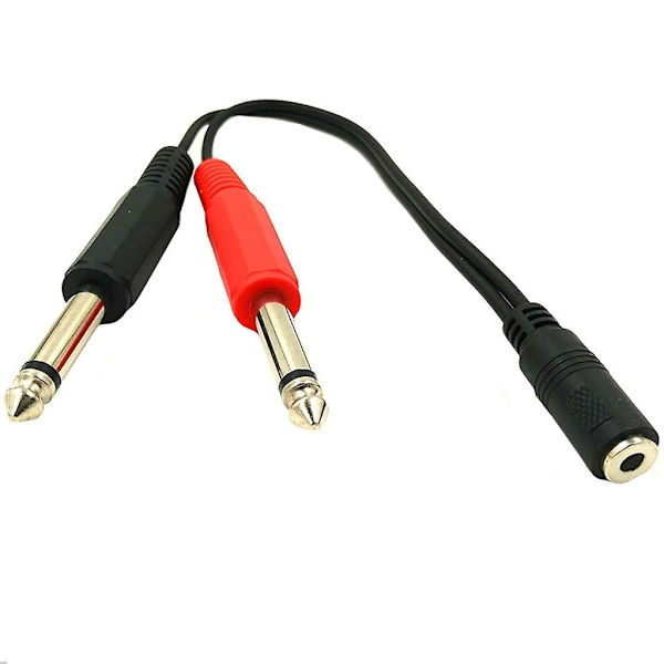 3,5 mm 1/8-tommers stereo TRS hunn til 2 doble 6,35 mm mono TS hunn Y-splitter (FMY) 20m