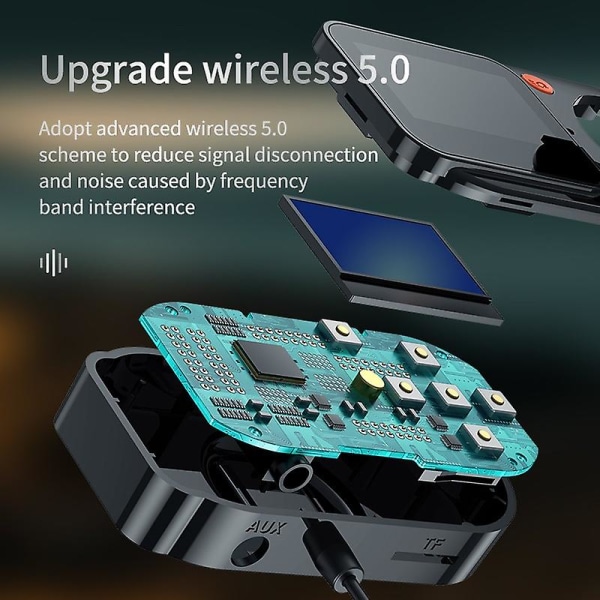 Fm-sender Trådløs Bluetooth 5.0 Bilstereo-sender Bluetooth Aux-lydmodtager Mp3-afspiller Bilsæt Håndfri indbygget mikrofon (FMY)