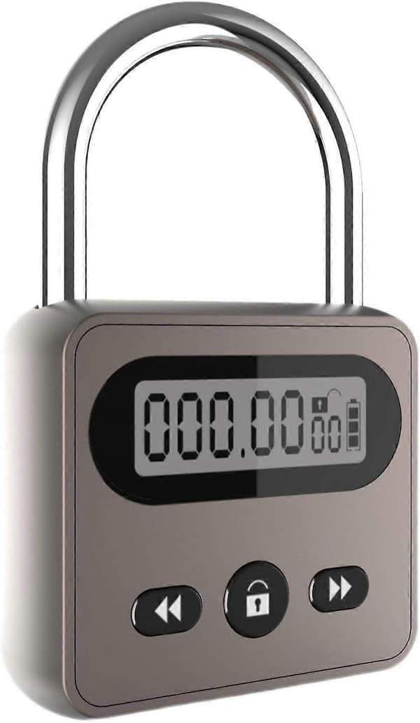 Metal Timer Lås Rustfrit Stål Multifunktionel Intelligent Hængelås Bagbelyst Display 999 Timer (FMY)