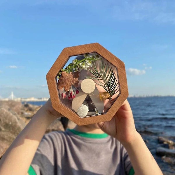 Naturligt DIY Kalejdoskop Kit, Nytt Magiskt Trärötande Kalejdoskop Gör-Det-Själv-Set för Naturälskare, Bästa Presenten, Handgjorda Utbildningsleksaker för Barn (FMY)