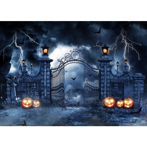 Läskig Halloween-bakgrund Pumpafotobakgrund för hemsk Halloween-temafestdekoration 12471 (7x5ft) (FMY)
