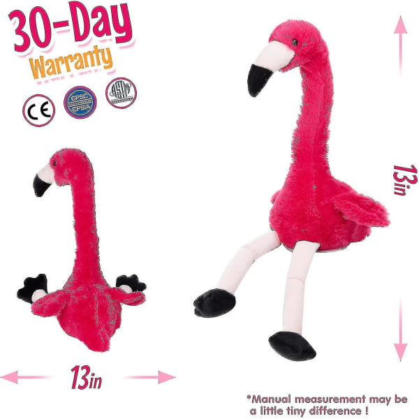 13 Talende Flamingo Gentager Hvad Du Siger Interaktiv Sød Plyslegetøj Fyldte Dyr Fødselsdagsgaver Til Drenge Og Piger, Rød (FMY)